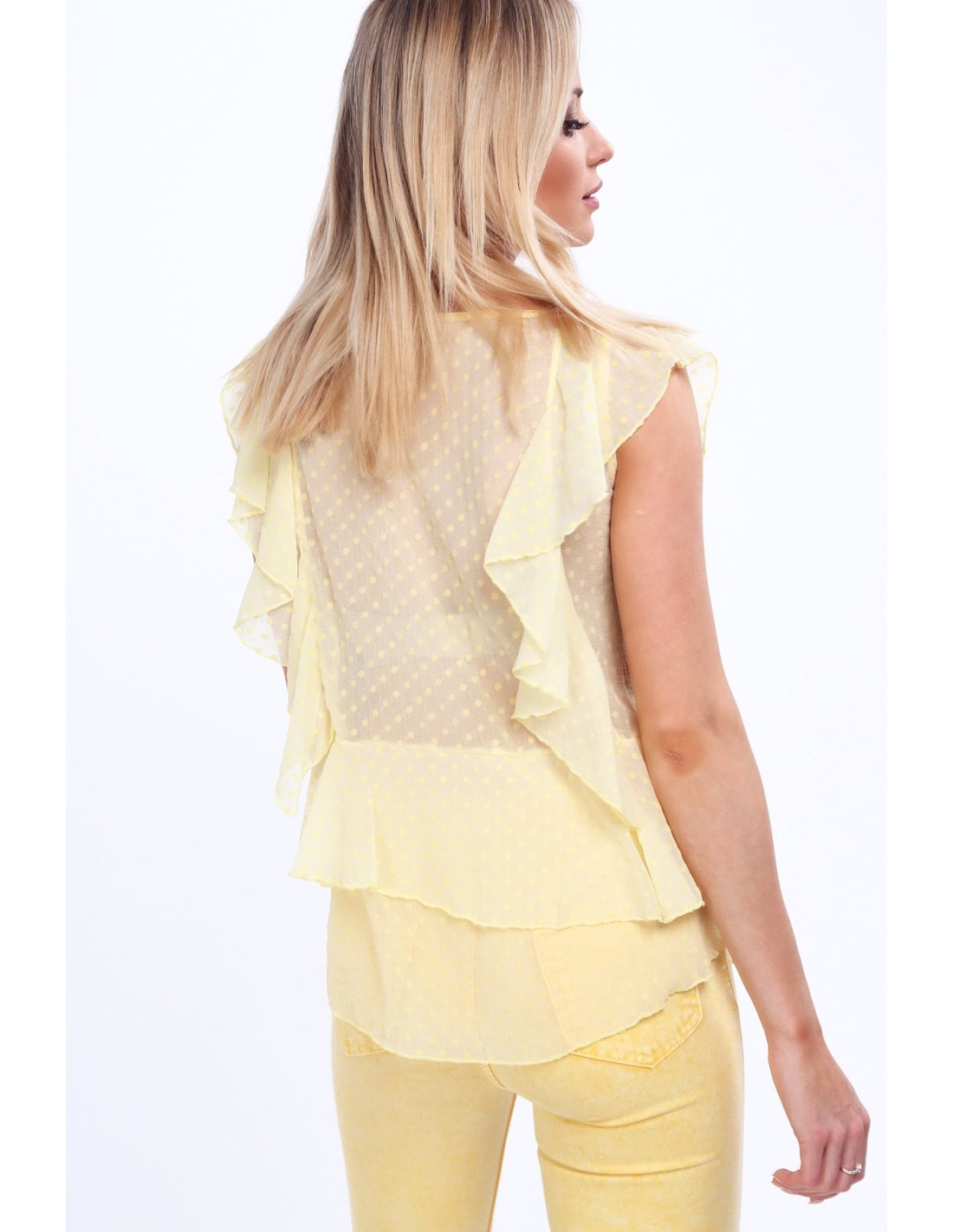 Yellow elegant blouse with ruffles MP28438 - Online store - Boutique